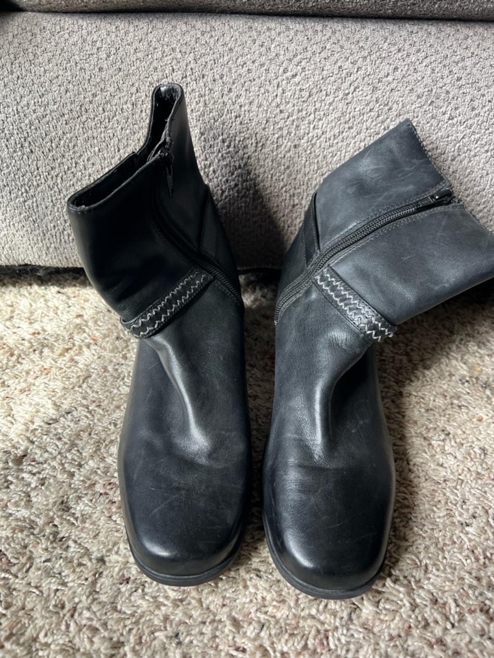Clarks Black Leather Ankle Boots with Side Zip